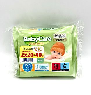 Мокри кърпи BabyCare 2х20 бр.