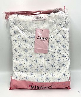 Пижама дамска Mirano 8455 бяла разкопчана дълъг ръкав