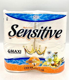 Тоалетна хартия Sensitive 3-пластова Argan 4 бр.