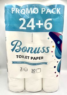 Тоалетна хартия Бонус 3-пластова 30 бр.