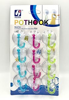 Закачалки вакуум Pothook цветни 12 бр.