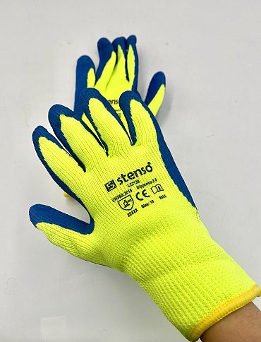 Ръкавици работни Stenso синьо с жълто