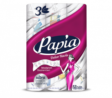 Домакинска хартия Papia 3-пластова 12 бр. 