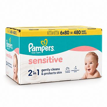 Мокри кърпи Pampers Sensitive 6x80 бр.