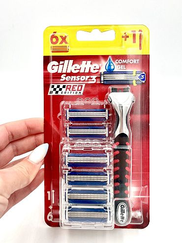 Самобръсначка Gillette Sensor 3+6 ножчета червени