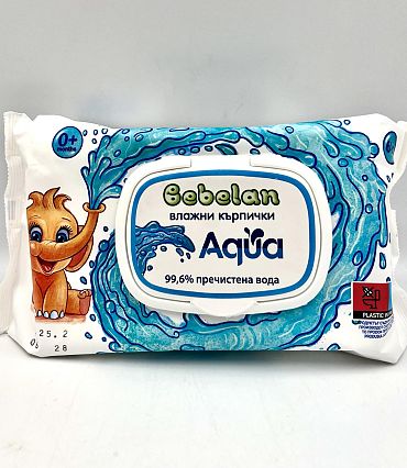 Мокри кърпи Bebelan Aqua капак 64 бр.