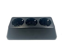 Разклонител 3-ка за стена черен трапец