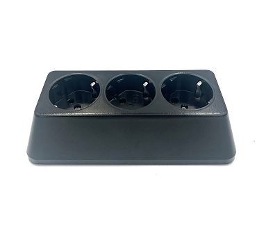 Разклонител 3-ка за стена черен трапец