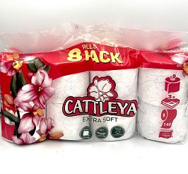 Тоалетна хартия Cattleya extra soft 3-пластова 8 бр.