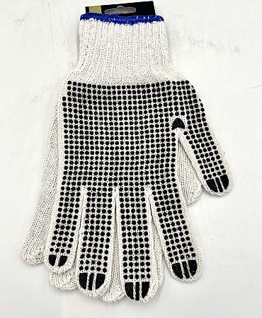 Ръкавици работни Voxx плетени бели на точки